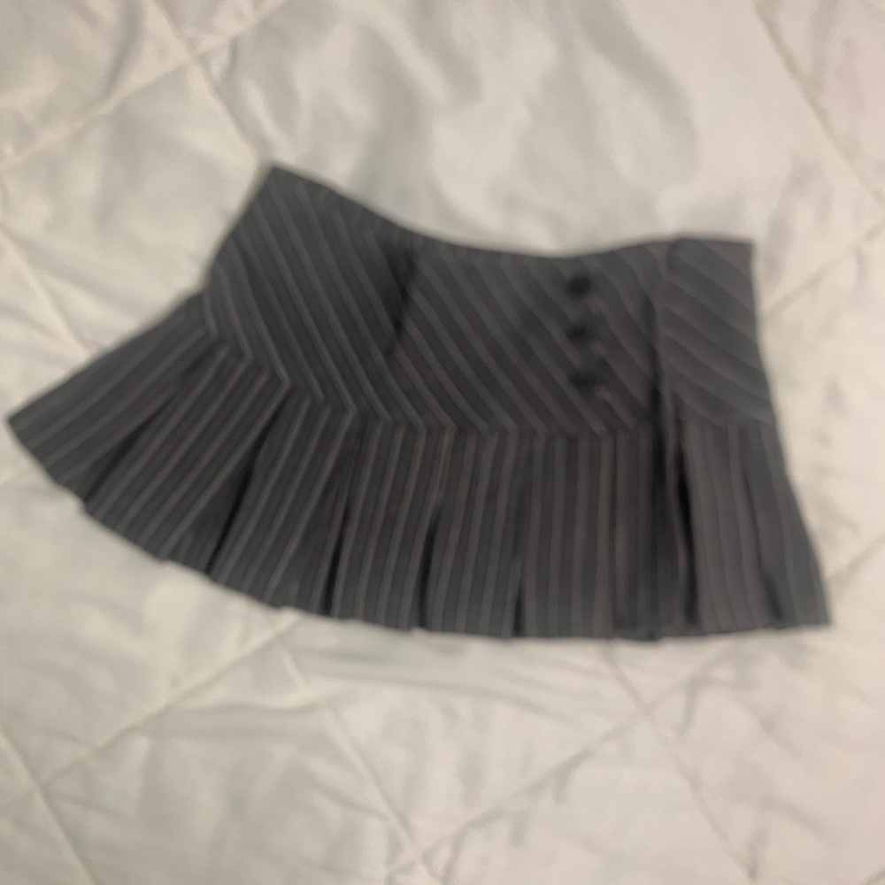 Striped Black Pleated Mini Skirt